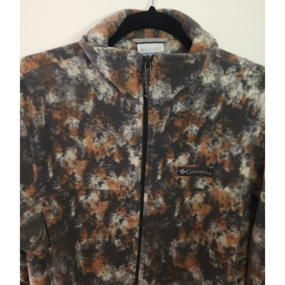 Mens Columbia Steens Mountain Printed Jacket Dark Stone Timberwood Fleece Zip, S - Picture 6 of 16